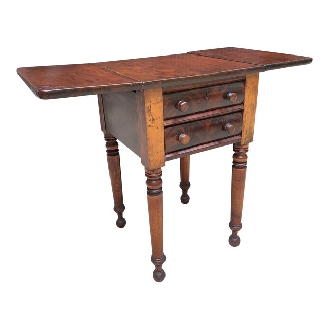 19th Century Early American Drop Leaf Table With 2 Drawers Chairish
