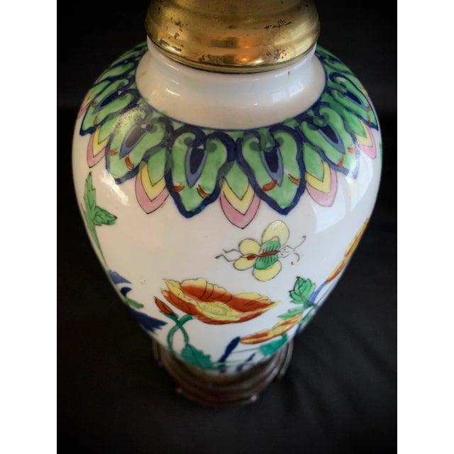 1940s Hand Painted Thai Porcelain Table Lamps - a Pair For Sale - Image 5 of 11
