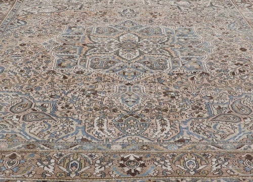 Square Antique Persian Bakhtiari Rug With Central Medallion Design Rugs