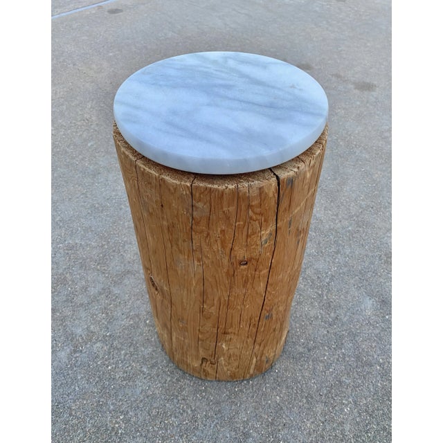 Wabi Sabi Pine + Marble Drink Table For Sale - Image 10 of 10