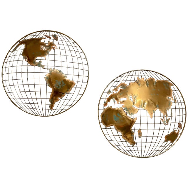 Curtis Jere World Map / Globe Wall Sculpture - A Pair For Sale - Image 17 of 18