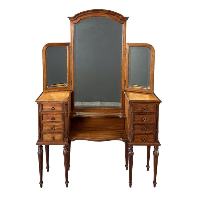 20th Century Louis XVI Dressing Table with Triptych Mirror For Sale