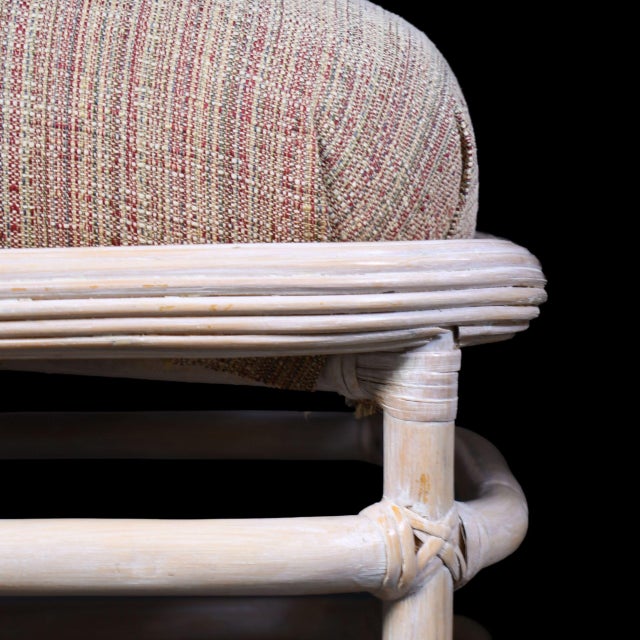 Coastal Pair of Blonde Pencil Reed Stools For Sale - Image 3 of 3