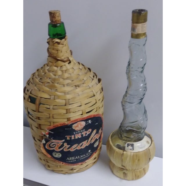 Large, Vintage Wicker Wrapped Demijohn Jar With Label and Cork. Label (11% Alc./Vol., Red Table Wine, Produce of Portugal,...
