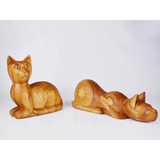 Item Details: -Beautiful pair of cat figurines hand carved from solid wood are great pieces for any home decorator great...