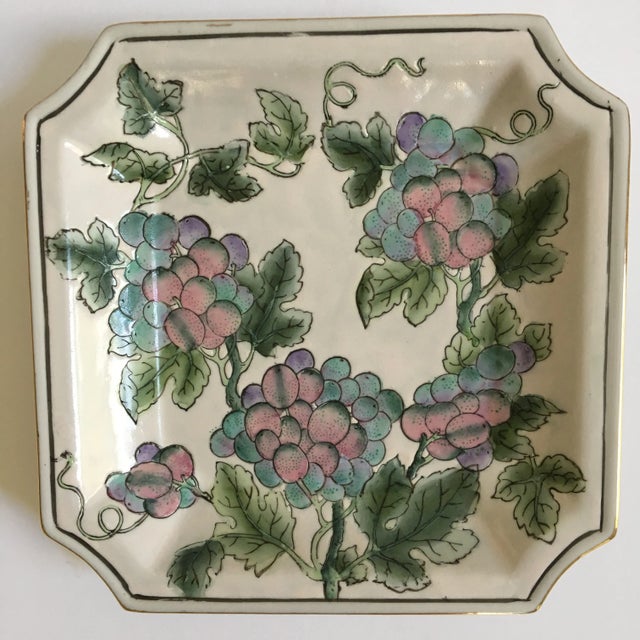 Beautiful clipped edge tray by Andrea Sadek that is trimmed in gold. This Chinese piece is decorated with several pink,...