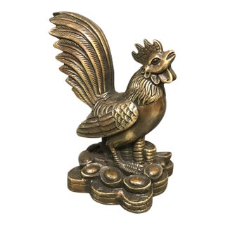 Chinese Bronze Lucky Charm Chicken With Coins For Sale