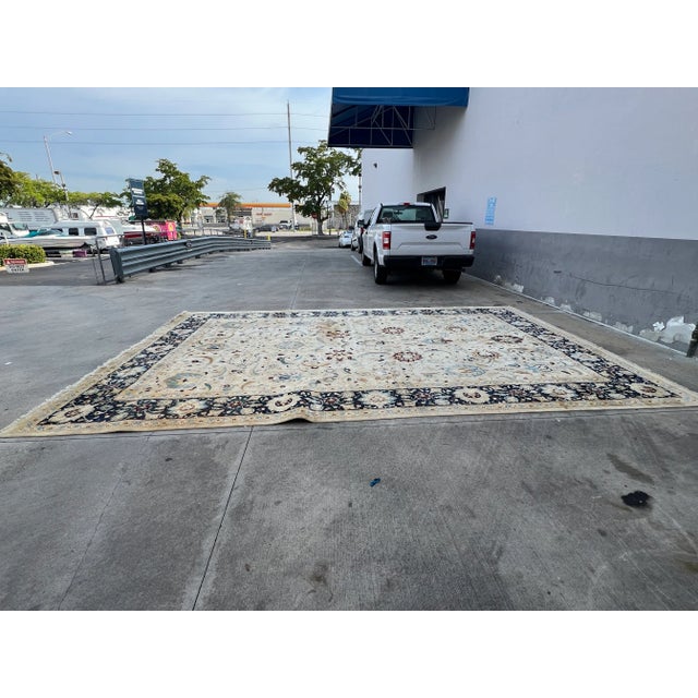 1990s 1990s Pakistani Oushak Rug With Blue Boarder For Sale - Image 5 of 11