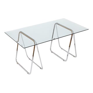 Italian Tubular Chromed Steel Trestles, 1970s, Set of 2 For Sale