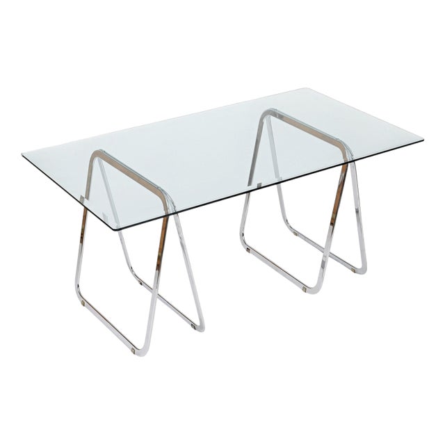Italian Tubular Chromed Steel Trestles, 1970s, Set of 2 For Sale