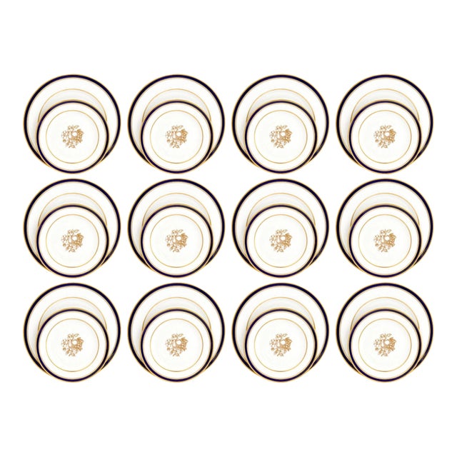 Early 20th Century Spode Claridge Pattern Plates, Retailed by Tiffany - Set of 24 For Sale
