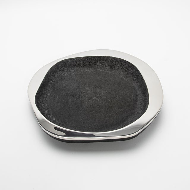 Bowl in Black Shagreen With Stainless Steel Details R&y Augousti For Sale In Los Angeles - Image 6 of 9