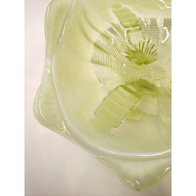 Mid-Century Green Glass Footed Bowl For Sale - Image 10 of 11