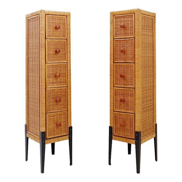 Small Vintage Chests of 5 Drawers, Set of 2 For Sale