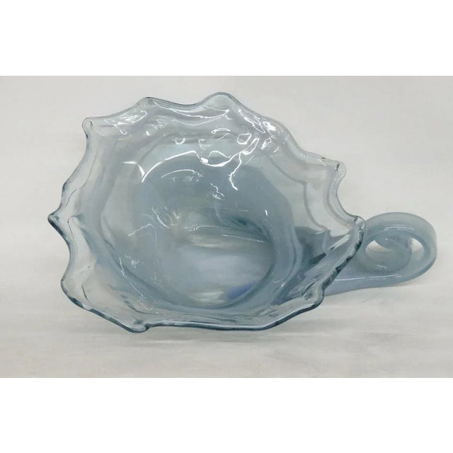 Glass Mid Century Modern Vintage Hand Blown Blue Glass Centerpiece Bowl For Sale - Image 7 of 11