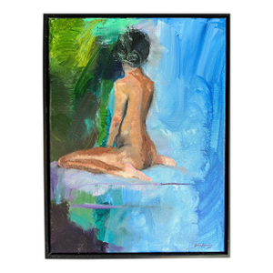 Rhapsody in Blue, Original Contemporary Figure Painting by Julia Lawing