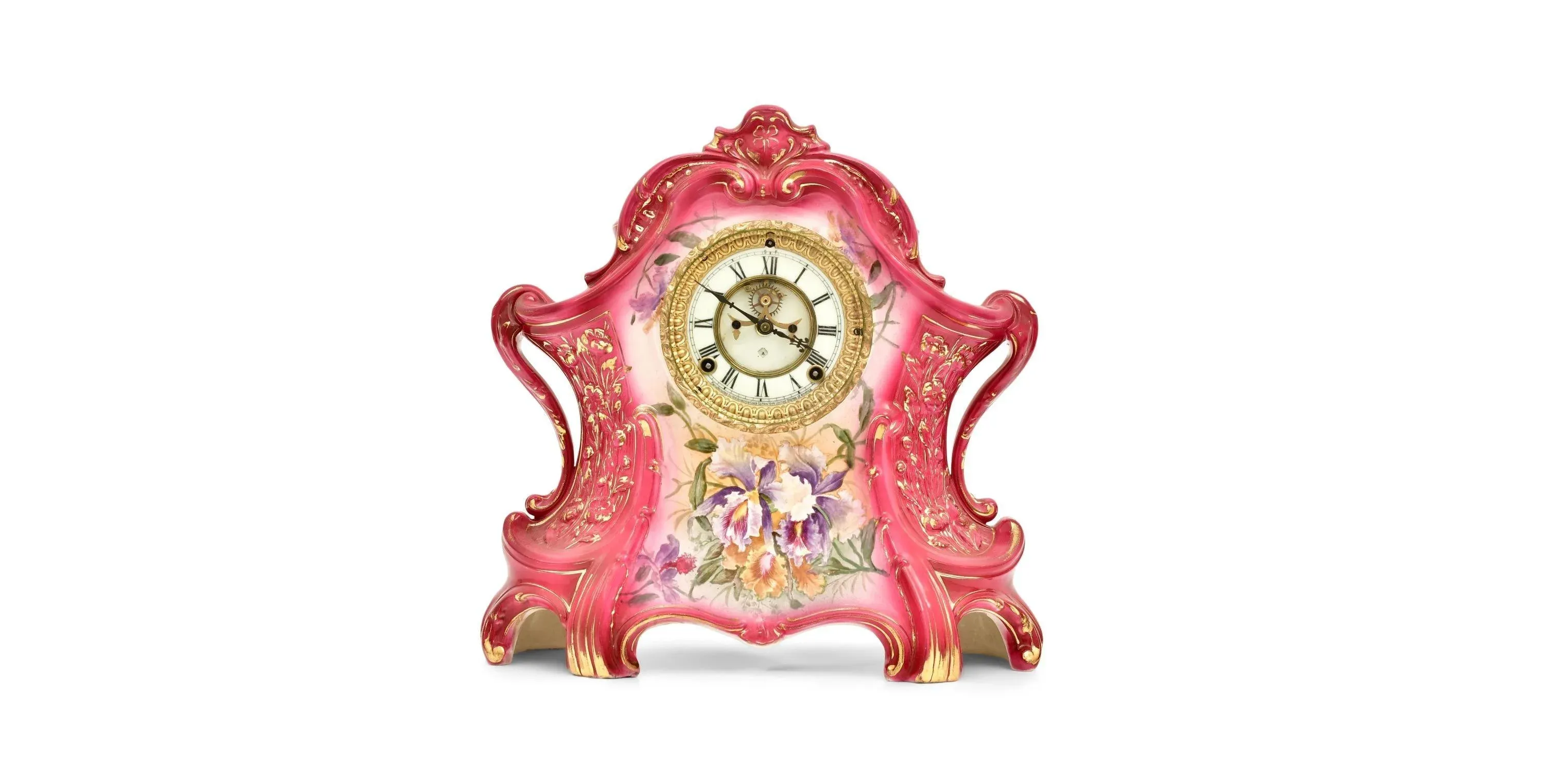 Antique Hand-Painted Porcelain “La Layon” Mantel Clock by Royal