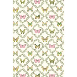 Butterfly Trellis Pastel Grasscloth Wallpaper by House Party | 8 Yards For Sale