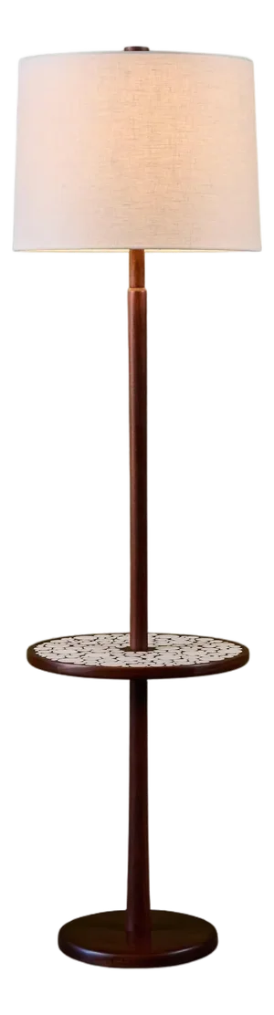 Gordon & Jane Martz Floor Lamp with White Coin Tile Mosaic Side Table