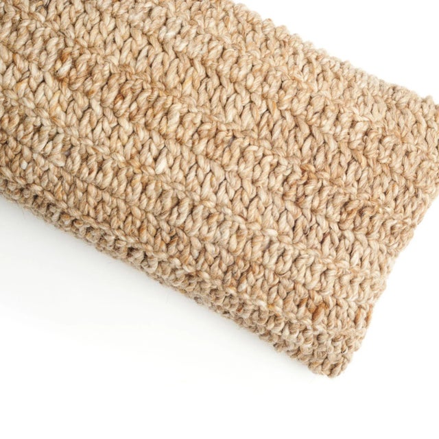 Contemporary Cider Brown Large Lumbar Crochet Pillow For Sale - Image 3 of 4