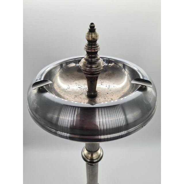 Art Deco Modernist Freestanding Ashtray in Nickel-Plated Metal, 1950 For Sale - Image 6 of 11