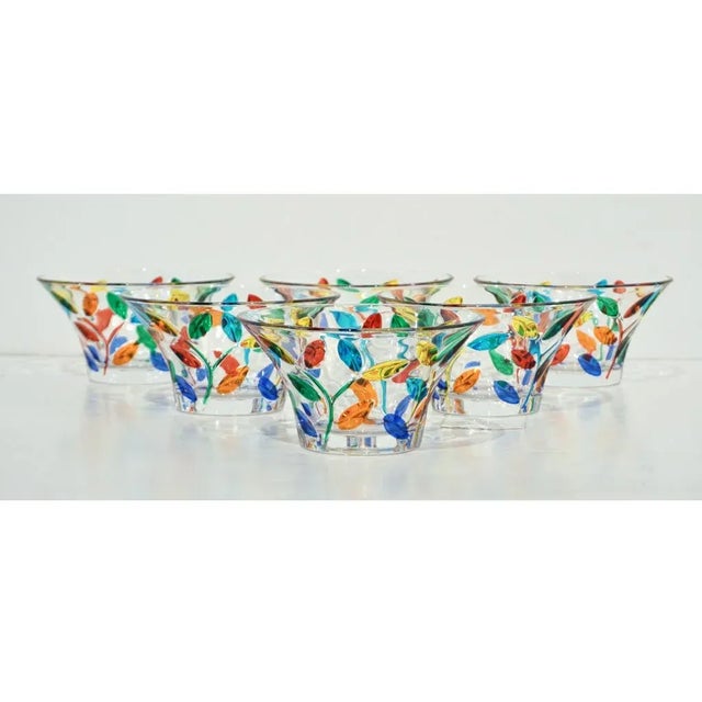 Glass Colleoni Modern Crystal Murano Glass Cups/Bowls - Set of 6 For Sale - Image 7 of 9