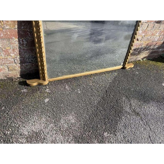 Large Antique English Arched Top Gilt Ribbed Overmantle Mirror, 1800s For Sale - Image 3 of 7