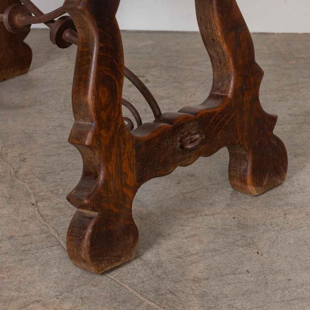 19th Century Spanish Wood and Iron Trestle Table For Sale In Los Angeles - Image 6 of 18