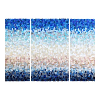 Triptych Sunset - Original Contemporary Impasto Abstract Triptych Acrylic Painting on Canvas For Sale