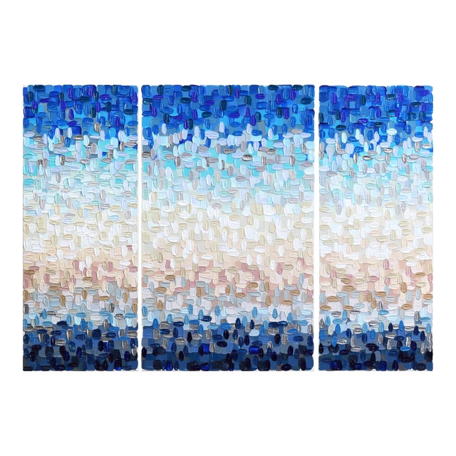 Triptych Sunset - Original Contemporary Impasto Abstract Triptych Acrylic Painting on Canvas For Sale