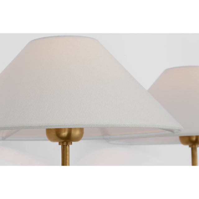 Hackney 25" Double Tail Sconce in Hand-Rubbed Antique Brass with Linen Shades Designer: J. Randall Powers Finish: Hand-...
