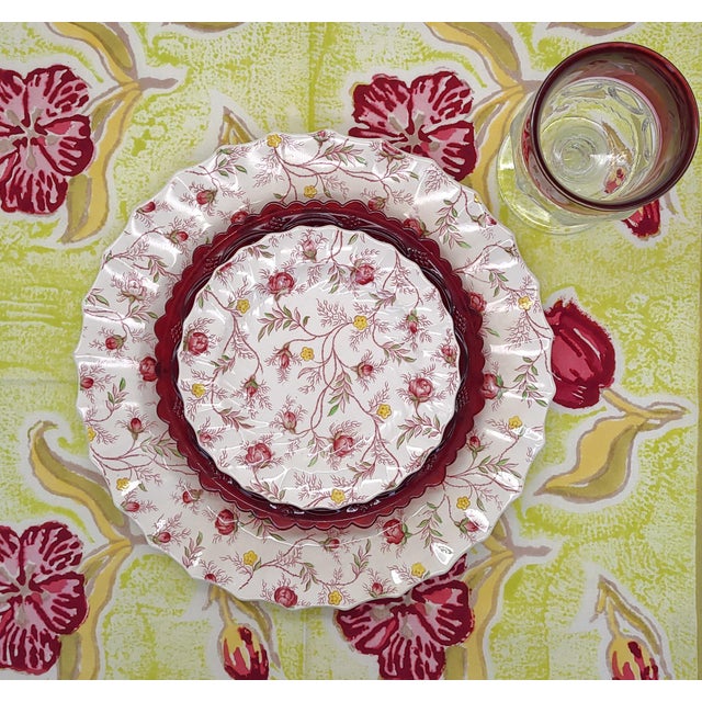 1930s Copeland Spode England Rosebud Chintz Salad Plates Set of 8