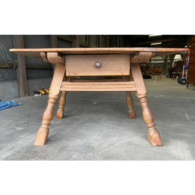 Arts & Crafts 19th Century Swedish Oak Table With Drawer For Sale - Image 3 of 7