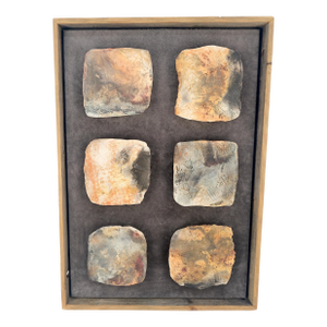 Large 1970s Framed Fired Clay Wall Art Sculpture Abstract Textures Tray