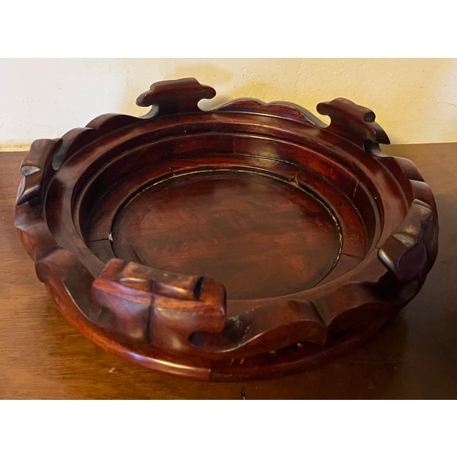 Large Chinese Export Carved Wood Display Stand or Base for a Porcelain Fish Bowl or Punch Bowl For Sale - Image 11 of 12