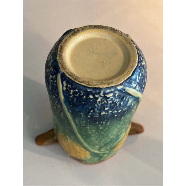 Antique Roseville Sunny Farm Sunflower Art Deco Pottery Flower Garden Home Vase For Sale - Image 9 of 12