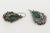 Metal Vintage Czech Rhinestone, Rhodium, Silver, Green Glass Dangle Pierced Earrings - 2 Pieces For Sale - Image 7 of 10