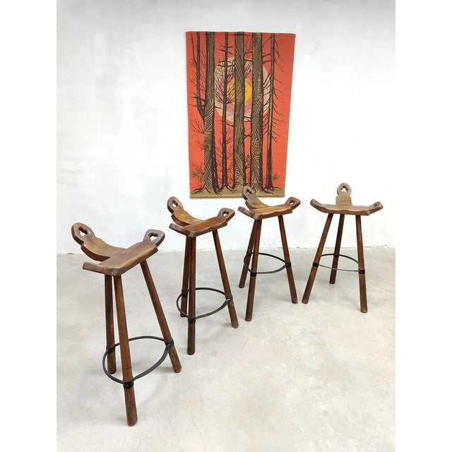 Vintage Brutalist Spanish Bar Stools For Sale - Image 4 of 8