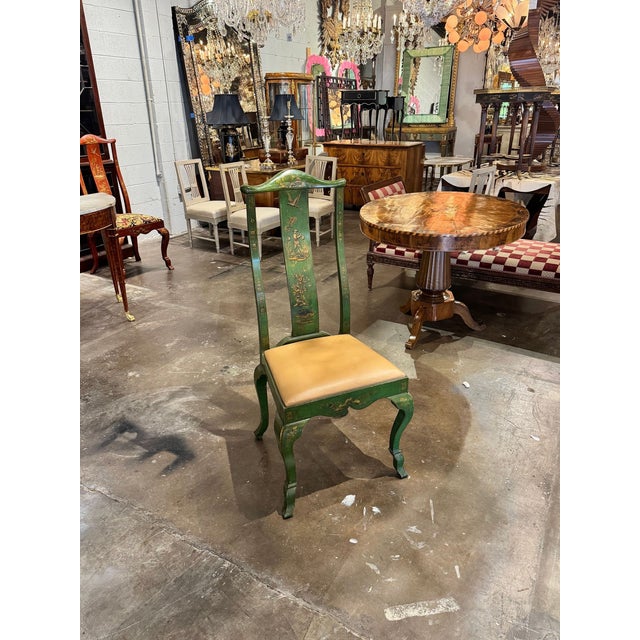 The Vintage English Green Chinoiserie Chair is a stylish and unique piece of furniture. This chair features intricate...