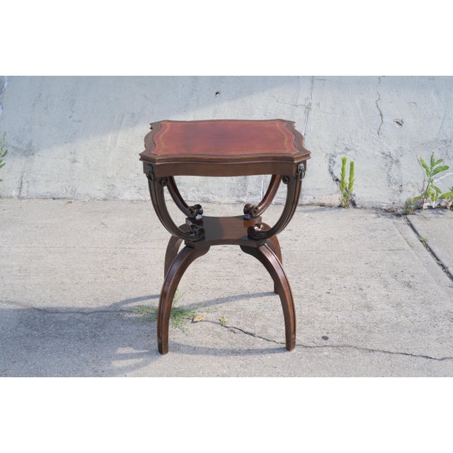 Wood Mid 20th Century Mahogany Leather Inlay Spider Leg Accent Table For Sale - Image 7 of 11