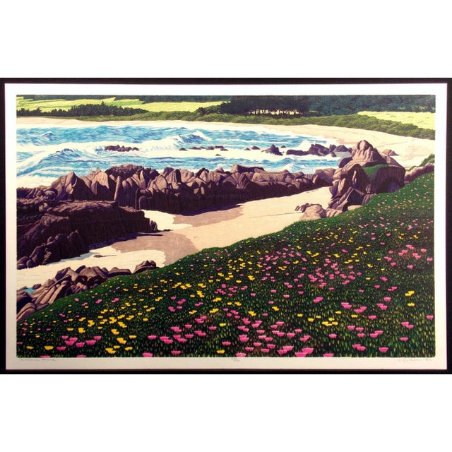 Unframed limited edition reduction woodcut print on paper by American artist Gordon Mortensen. Hand signed, titled, dated...