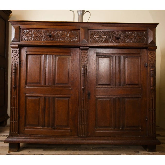 17th Century Flemish Oak Chest of Drawers For Sale - Image 4 of 9