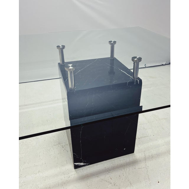 Black Vintage Dining Table in Marble & Glass For Sale - Image 8 of 10