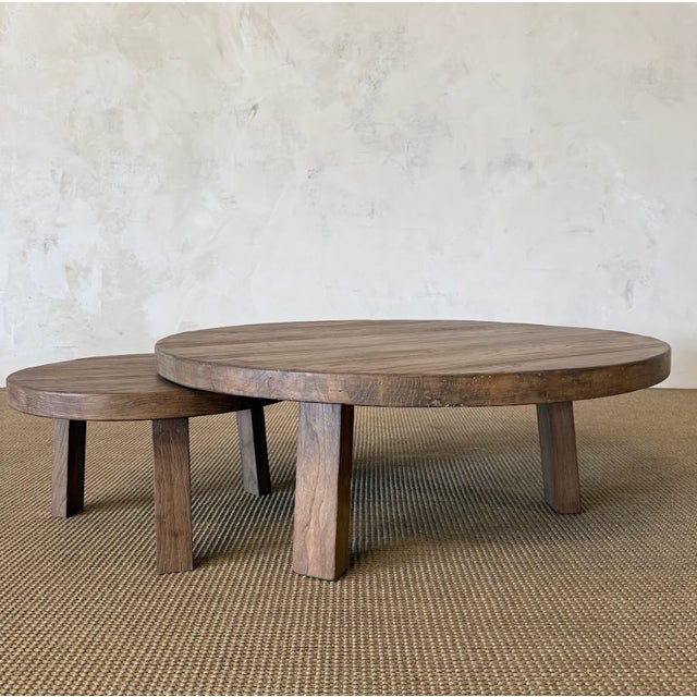 Nest Coffee Table Set 2 Piece in Reclaimed Elm Wood For Sale - Image 10 of 10