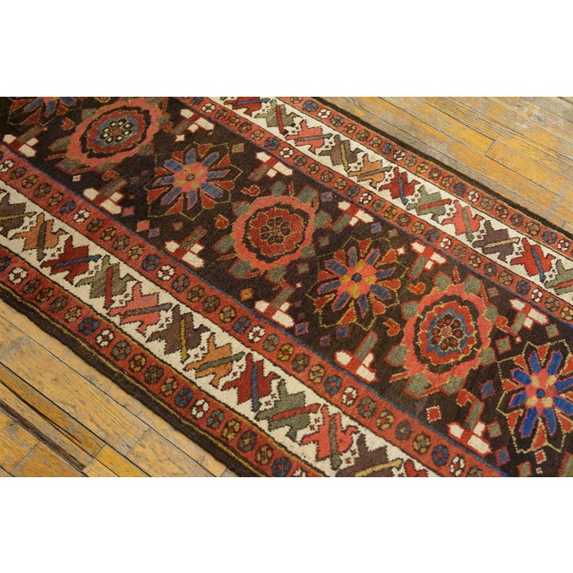 1870s Brown Mina Khani Tribal Antique Nw Persian Carpet 2'6" X 19'8" Handmade Wool Runner Rug For Sale - Image 11 of 12