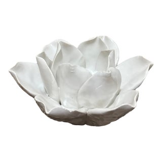 White Ceramic Lotus Tealight Holder For Sale