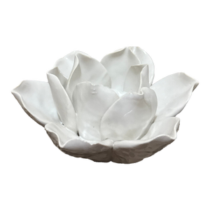 White Ceramic Lotus Tealight Holder