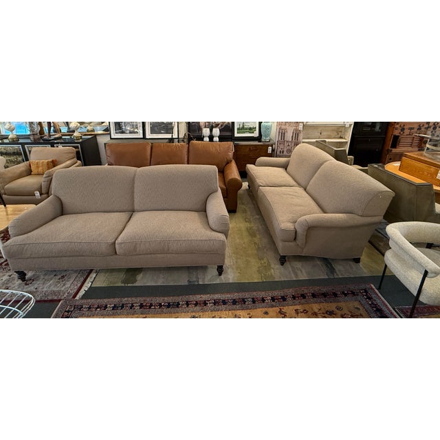 J. Fitzgerald English Traditional Rolled Arm Sofas on Casters, a Pair For Sale - Image 4 of 13