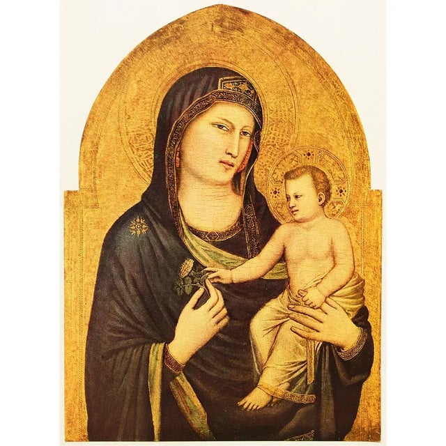 Paper 1956 After Giotto "Madonna and Child", Vintage Full-Color Print For Sale - Image 7 of 7