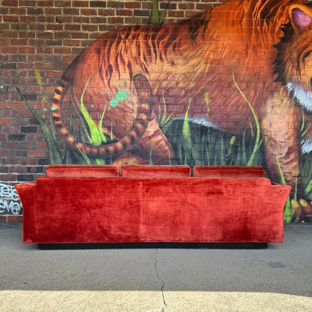Directional Mid Century Full Size Velvet Sofa Flared Arms For Sale - Image 10 of 12